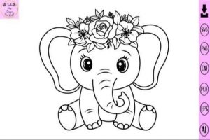 15032024CF16.jpg Baby Elephant with Flower Svg Animal Svg
