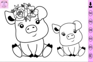Cute Baby Pig with Flower Svg Animal Svg