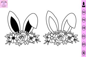 15032024CF94.jpg Bunny Ears with Flower Svg Easter Svg