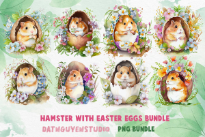 Easter Day Bundle PNG, Hamster Easter