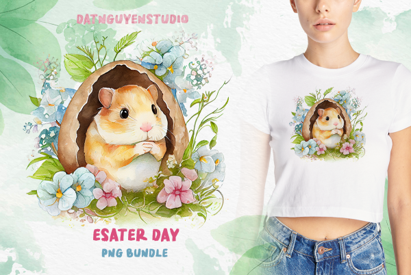 Easter Day Bundle PNG, Hamster Easter