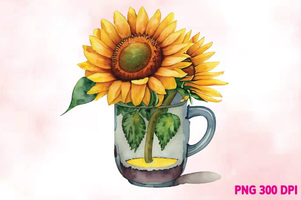 Sunflower Watercolor Clipart Bundle