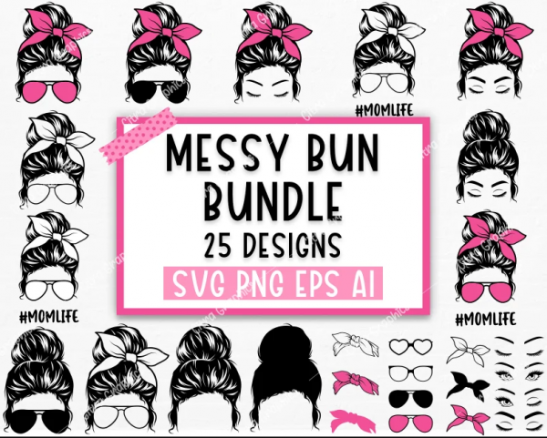 4042023CF103.png Messy Bun Bundle svg, Momlife svg, mom skull svg, Mom Life svg, mom and daughter svg, Mom life Kid Life Png, glasses svg, Cricut Silhouette