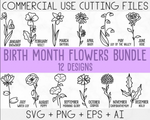 4042023CF108.png Birth Month Flowers Svg, Wildflower svg,Birthday Flower, Flower Clipart, Botanical svg ,Floral Svg ,Daisy svg ,Rose svg, Poppy svg png