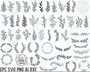 4042023CF114.png 50 Leaves SVG Bundle, Hand Drawn Leaves SVG, Plant Svg, Paper Leaves, Leaf Templates, Wreath, Cut Files, Leaf Clipart, Cricut Silhouette SVG