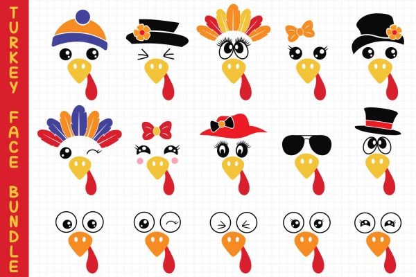 4042023CF55.jpg Turkey Faces Bundle Svg