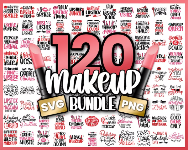 Makeup Svg Bundle, 120 Makeup svg, Lipstick svg, Eyelashes svg