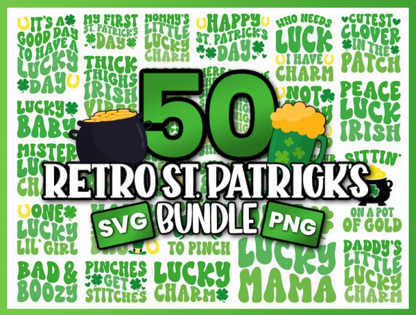 Retro St Patricks Day Svg Bundle, Shamrock Svg, Lucky Svg, Funny St. Patricks Day Svg